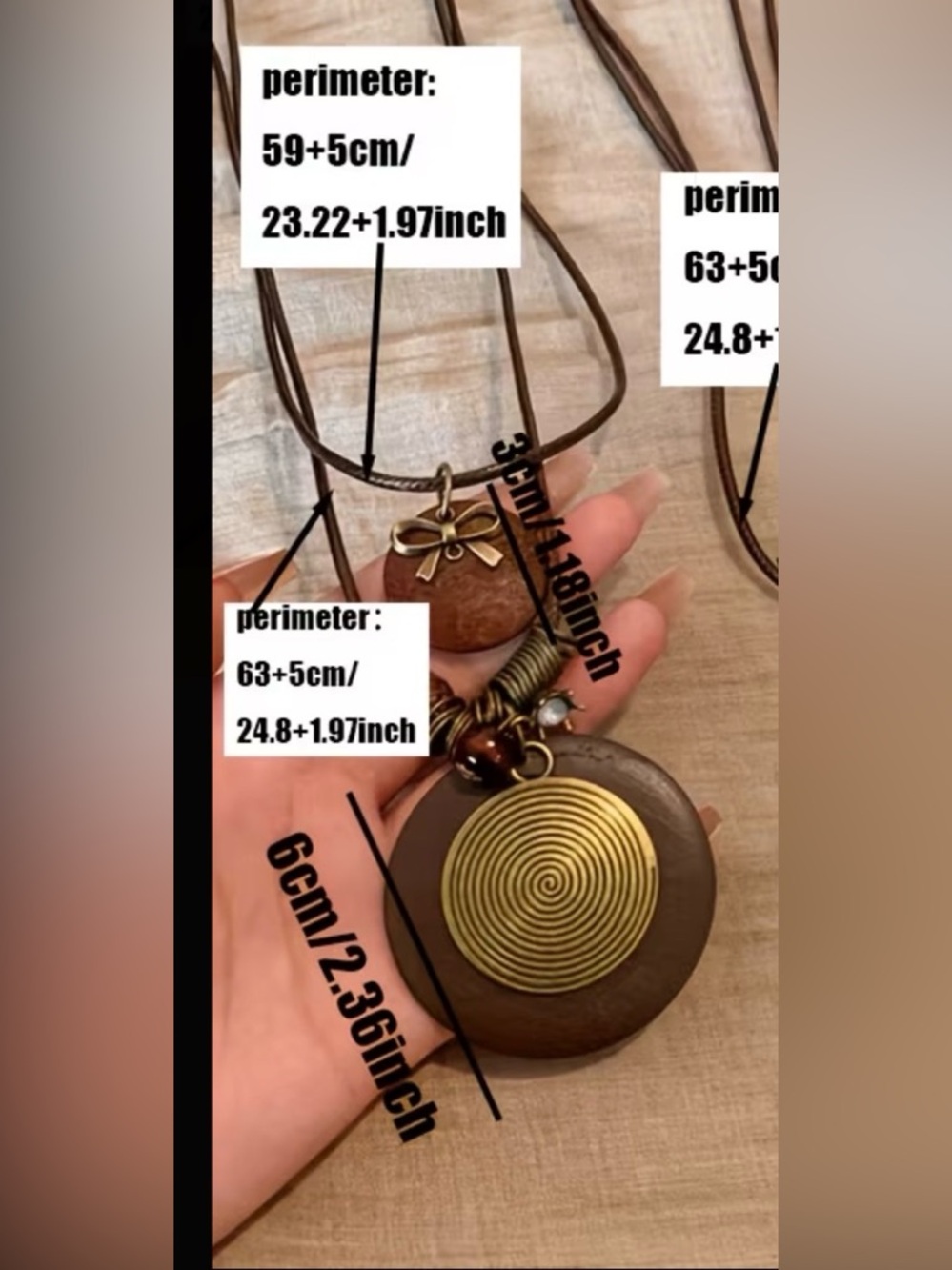 ⭐️ Bohemian Brown Layered Pendant Necklace New - Picture 2 of 3